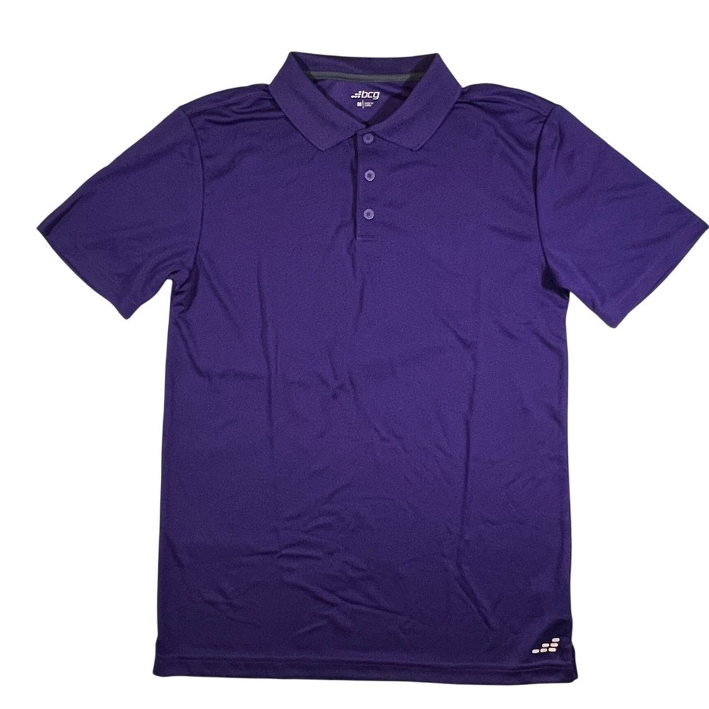 BCG Performance Polo Shirt Mens Medium Purple Short Sleeve Athletic Golf Top